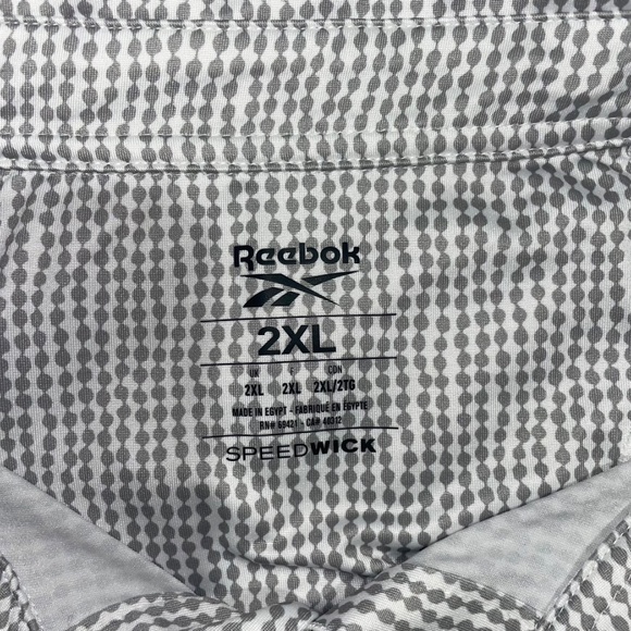 Reebok Speedwick Men's Polyester/ Spandex  Blend Taupe Gray/White Polo Sz 2XL - Picture 8 of 10